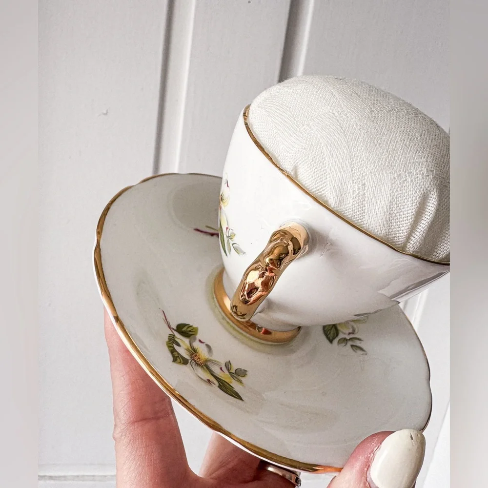 Repurposed Handmade Vintage Tea Cup Pincushion - Picture 7 of 9